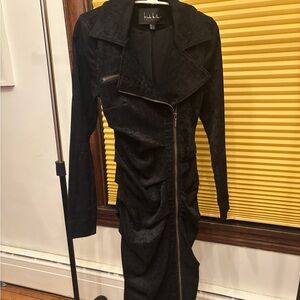 Nicole Miller Black Long Sleeve Zipper Dress